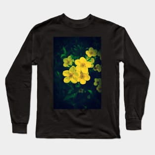 Yellow Potentilla Blossoms Long Sleeve T-Shirt